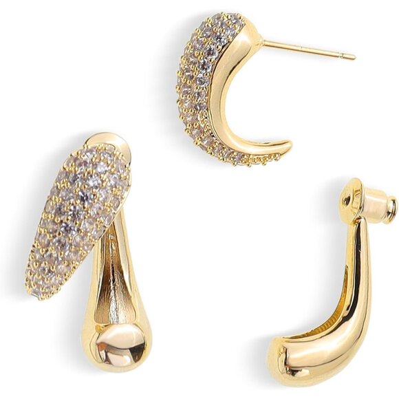 ⚡Gold Hoop Earrings with Cubic Zirconia Sparkle Statement Jewelry for Women Gift - Picture 1 of 8
